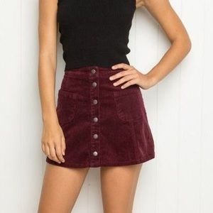 Brandy Melville burgundy corduroy skirt